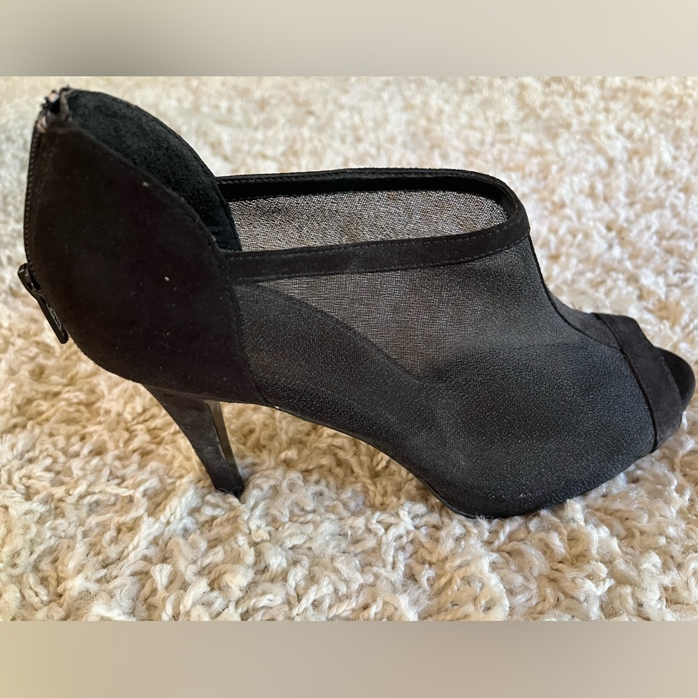 Black mesh bootie heels. Brand new! Never worn size 8 1/2 w 3 1/2in heel